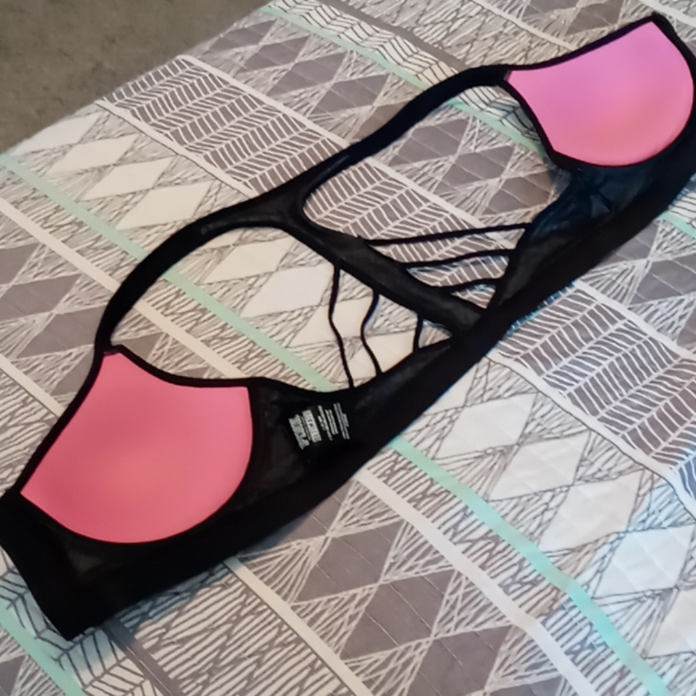 Pink VS ULTIMATE zip up bra sz Large